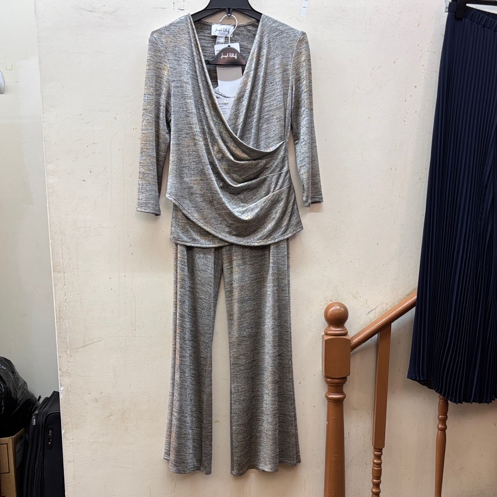 Joseph Ribkoff Gray Draped Jumpsuit